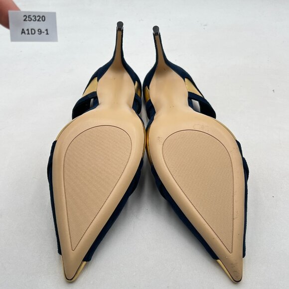 FOWT Navy Pointed Toe Slip on Mules Backless Stiletto High Heel Sandals - Picture 7 of 8